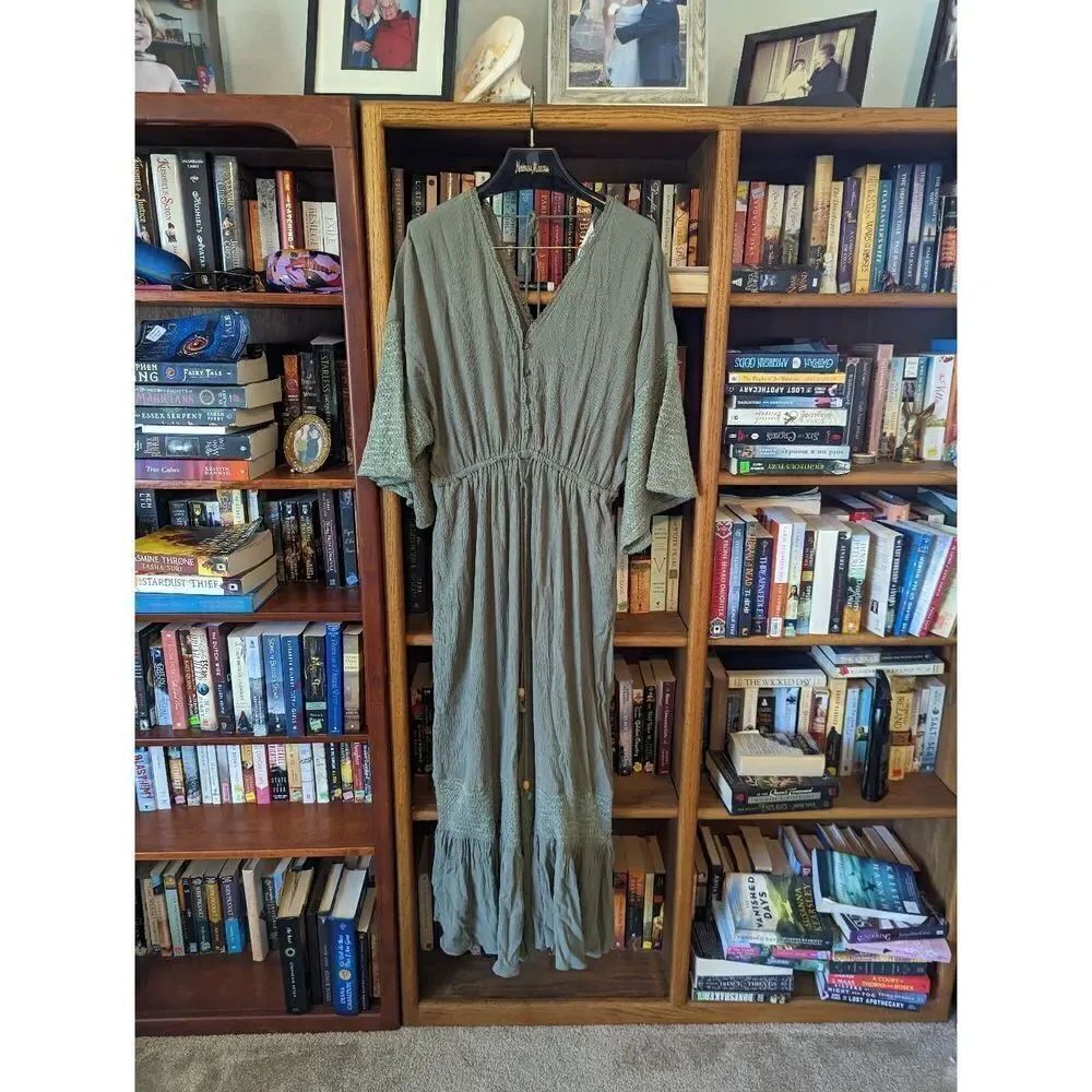Davi and Dani maxi illusion crop jumpsuit olive green nwt sz s